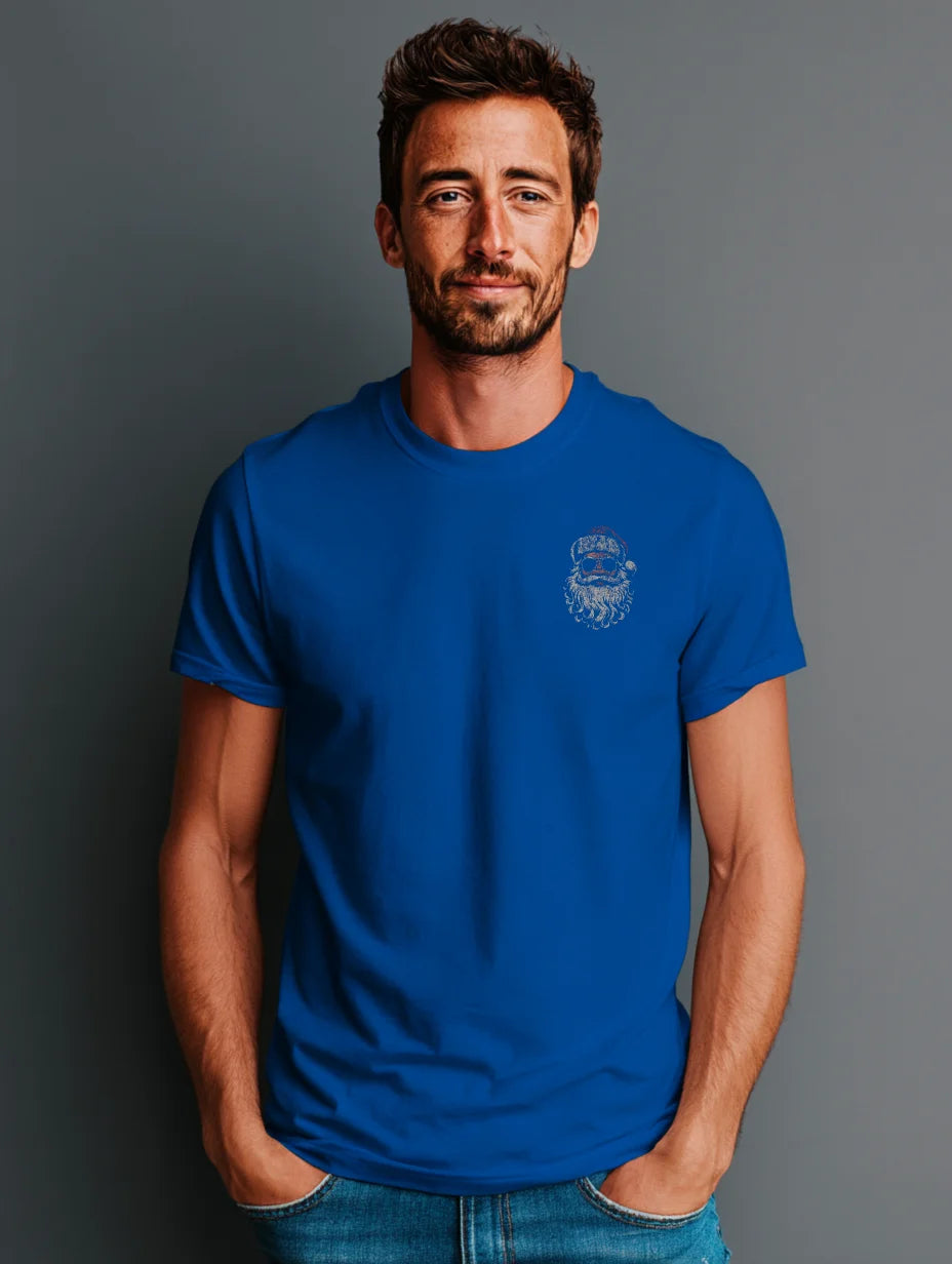 Royal t-shirt with small front Santa chest print — Ask Your Mom If I’m Real