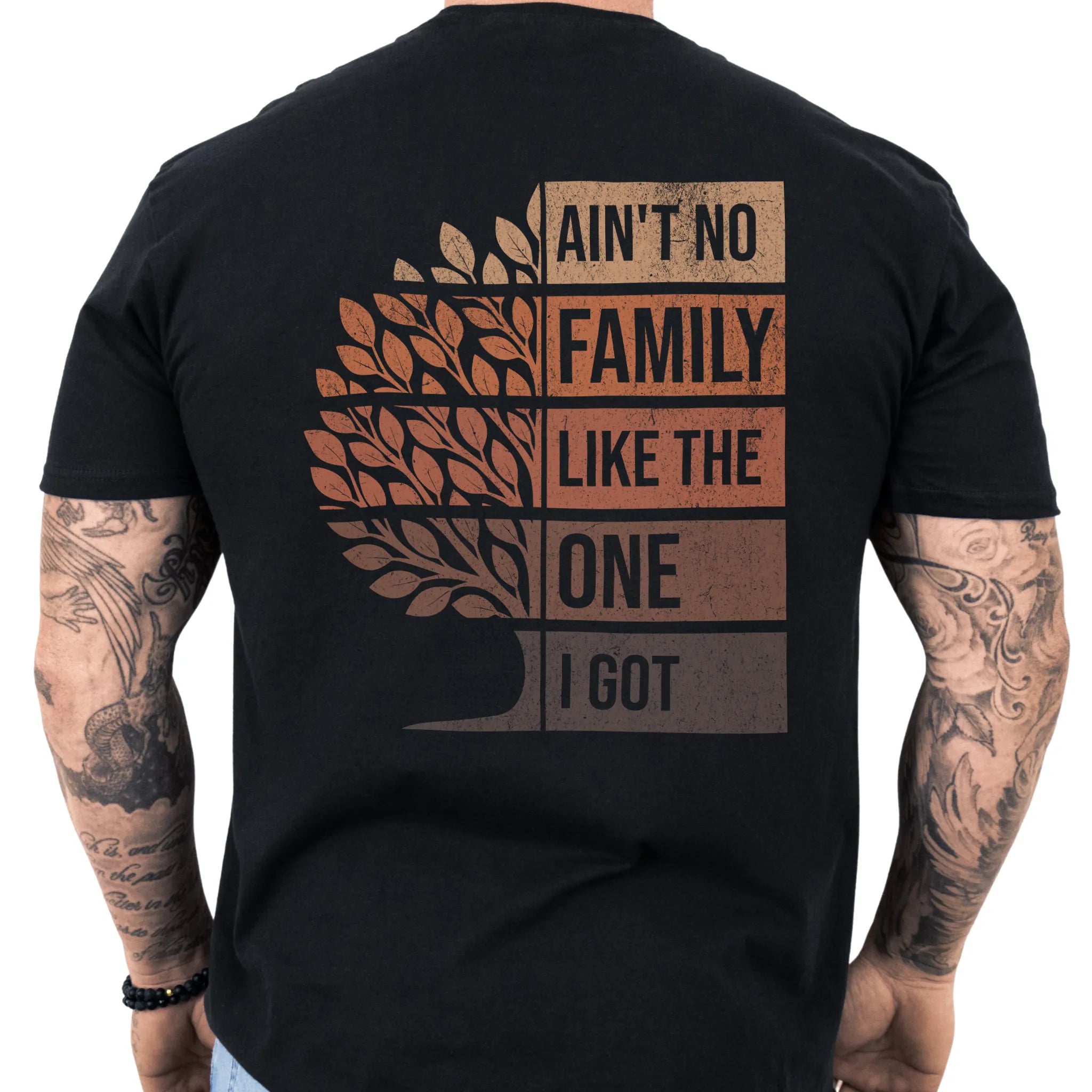 Black Oakley June T-Shirt – Family Roots Run Deep left chest badge, front view